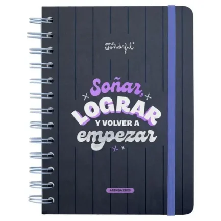 MR AGENDA ANUAL 2025 SEMANAL SOÑAR LOGRAR Y VOLVER A EMPEZAR AGENDA ANUAL 2025 17x12x2 Cms.
