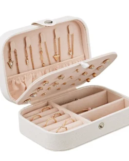 Caja de joyería portátil, organizador de joyas, caja de joyería de viaje, cajas de almacenamiento de cuero con botones, joyero con cremallera