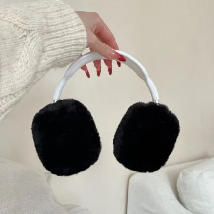 For Airpods Max Earphone Case Plush Soft Silicone Cute Luxury Solid Color Simple and Classic Fur Headphone Accessories 3D Cover - Imagen 6
