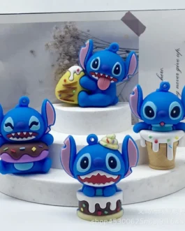 Disney Stitch Cartoon Doll Keychain Kawaii Cake Decorations Silicone Diy Accessories Key Ring Charms Dolly Kids Birthday Gifts