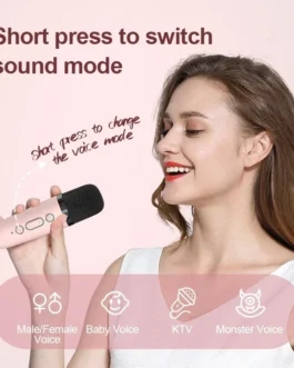 Mini Karaoke Machine For Kids and Adults Portable Speaker With 1-2 Wireless Microphone For Home KTV Birthday Party Holiday Gifts