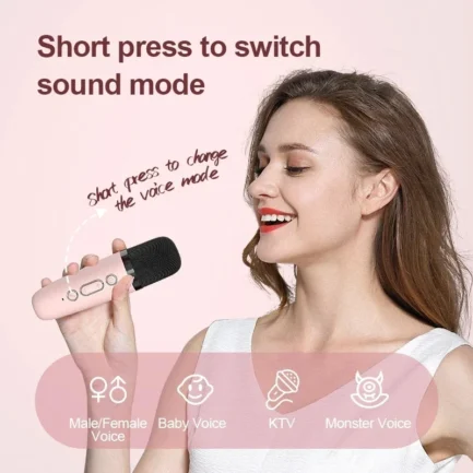 Mini Karaoke Machine For Kids and Adults Portable Speaker With 1-2 Wireless Microphone For Home KTV Birthday Party Holiday Gifts - Imagen 2