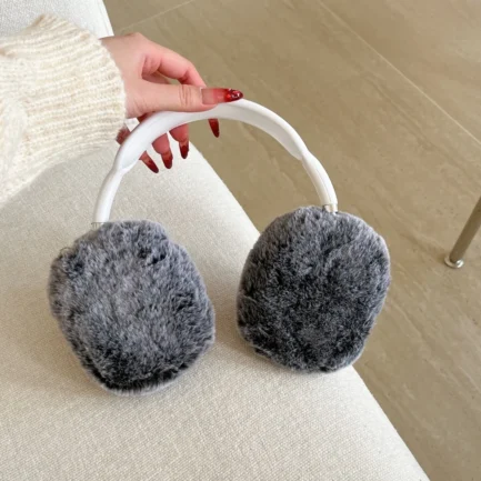 For Airpods Max Earphone Case Plush Soft Silicone Cute Luxury Solid Color Simple and Classic Fur Headphone Accessories 3D Cover