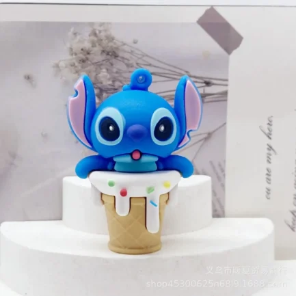 Disney Stitch Cartoon Doll Keychain Kawaii Cake Decorations Silicone Diy Accessories Key Ring Charms Dolly Kids Birthday Gifts - Imagen 4
