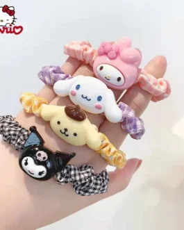 Sanrio Hair Rings For Braids Anime Figure Hello Kity Melody Kuromi Kawaii Doll Gifts for Girls Kids Braids Silver Woment