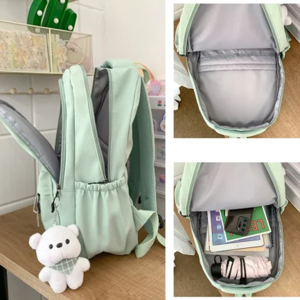 Lilo Stitch Black Backpack Pink School Bag Student Large Book Bag Girl Teenage Travel Bag Rucksack Unisex College Computer Bag - Imagen 5