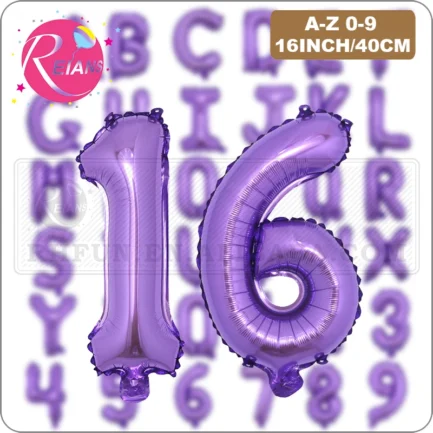 16/40inch Purple A-Z Letter/0-9 number Ballon birthday party decoration Wedding baby shower 100 days Balloons Globos Anniversary