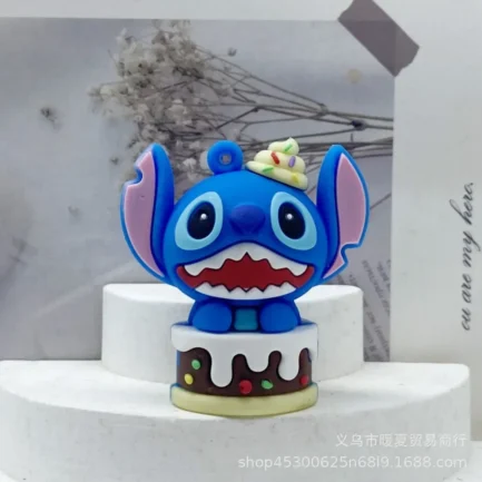 Disney Stitch Cartoon Doll Keychain Kawaii Cake Decorations Silicone Diy Accessories Key Ring Charms Dolly Kids Birthday Gifts - Imagen 3