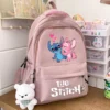 Lilo Stitch Black Backpack Pink School Bag Student Large Book Bag Girl Teenage Travel Bag Rucksack Unisex College Computer Bag