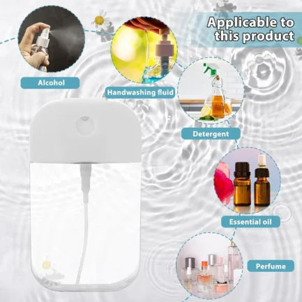 Portable Card Spray Bottle With Funnel Perfume Alcohol Hand Sanitizer Liquid Sub-Packing Bottle Pink Flower Letter Pattern - Imagen 4