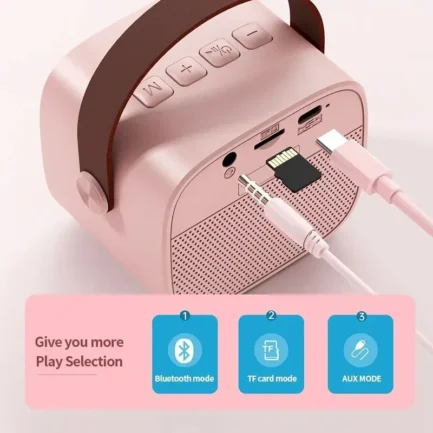 Mini Karaoke Machine For Kids and Adults Portable Speaker With 1-2 Wireless Microphone For Home KTV Birthday Party Holiday Gifts - Imagen 3