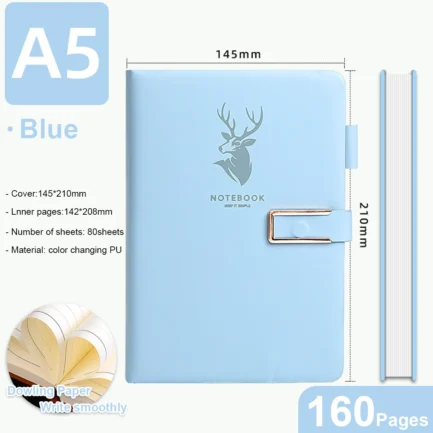 Cuaderno Retro A5, cubierta de cuero suave, 160/360 páginas, Agenda para estudiantes, oficina de negocios, suministros de papelería escolar - Imagen 5