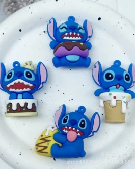 Disney Stitch Cartoon Doll Keychain Kawaii Cake Decorations Silicone Diy Accessories Key Ring Charms Dolly Kids Birthday Gifts