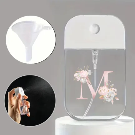 Portable Card Spray Bottle With Funnel Perfume Alcohol Hand Sanitizer Liquid Sub-Packing Bottle Pink Flower Letter Pattern - Imagen 5