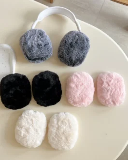 For Airpods Max Earphone Case Plush Soft Silicone Cute Luxury Solid Color Simple and Classic Fur Headphone Accessories 3D Cover