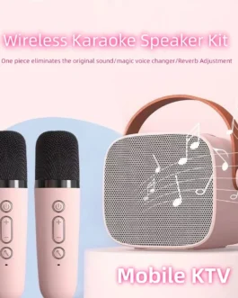 Mini Karaoke Machine For Kids and Adults Portable Speaker With 1-2 Wireless Microphone For Home KTV Birthday Party Holiday Gifts