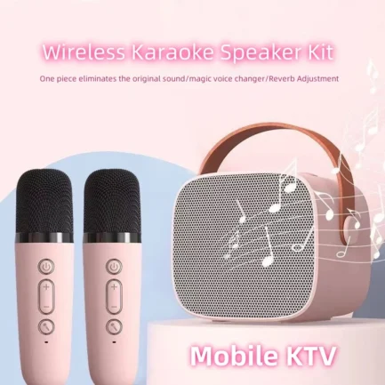 Mini Karaoke Machine For Kids and Adults Portable Speaker With 1-2 Wireless Microphone For Home KTV Birthday Party Holiday Gifts