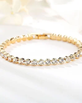 Luxury Crystal Tennis Bracelets For Women Wedding Gift Gold Silver Color Metal Roman Chain Bracelets Cubic Zirconia Jewelry