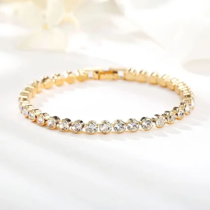 Luxury Crystal Tennis Bracelets For Women Wedding Gift Gold Silver Color Metal Roman Chain Bracelets Cubic Zirconia Jewelry