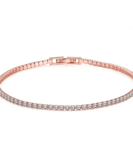 Sterling 925 Silver Jewelry 16cm to 19cm Tennis Bracelet 2mm Zirconia Anniversary Gift Genuine Sterling Silver Bracelet