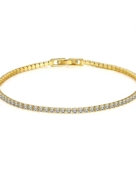 Sterling 925 Silver Jewelry 16cm to 19cm Tennis Bracelet 2mm Zirconia Anniversary Gift Genuine Sterling Silver Bracelet