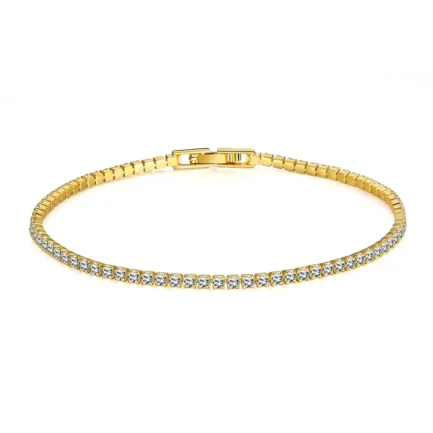 Sterling 925 Silver Jewelry 16cm to 19cm Tennis Bracelet 2mm Zirconia Anniversary Gift Genuine Sterling Silver Bracelet