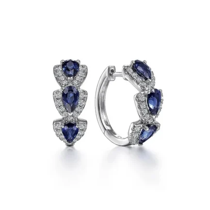 925 Sterling Silver Luxury Trendy Blue Cubic Zirconia Hoop Earrings Wedding Party Elegant Accessories for Women Jewelry Gift - Imagen 2