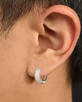 Stainless Steel Hoop Earrings For Men Cool Shiny Zirconia Small Huggie Cartilage Earring Punk Helix Tragus Piercing Jewelry