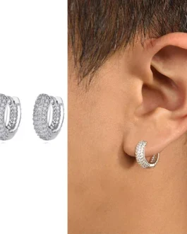 Stainless Steel Hoop Earrings For Men Cool Shiny Zirconia Small Huggie Cartilage Earring Punk Helix Tragus Piercing Jewelry